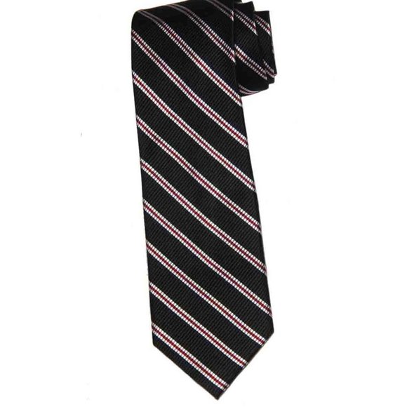 Jos A Bank Silk Repp Stripe Tie Black Red White Men's Long - Picture 1 of 1